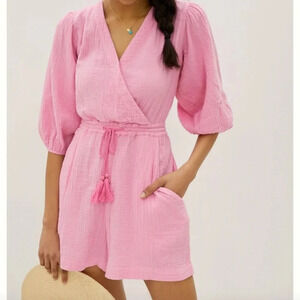 Anthropologie Pink Wrap Jumpsuit